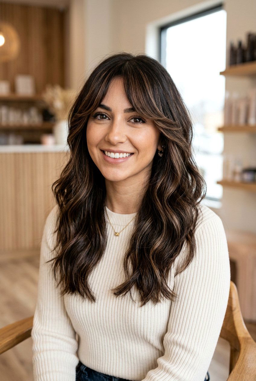 Mocha Highlights On Dark Brown Hair With Bangs - 20 mocha highlights on dark brown hair - 20 mocha highlights on dark brown hair