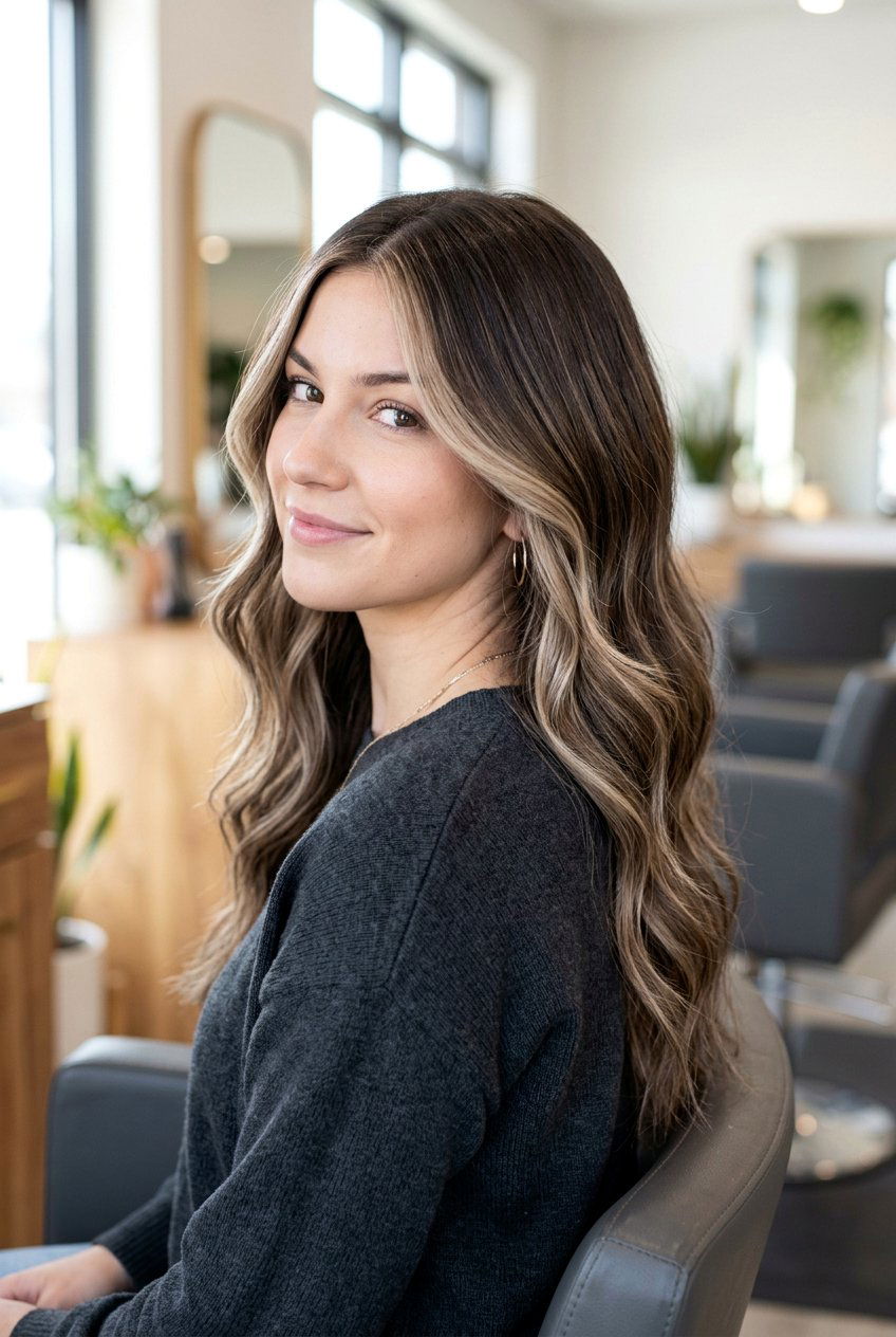 Mocha hair with beige balayage - 20 high contrast balayage hair - 20 high contrast balayage hair