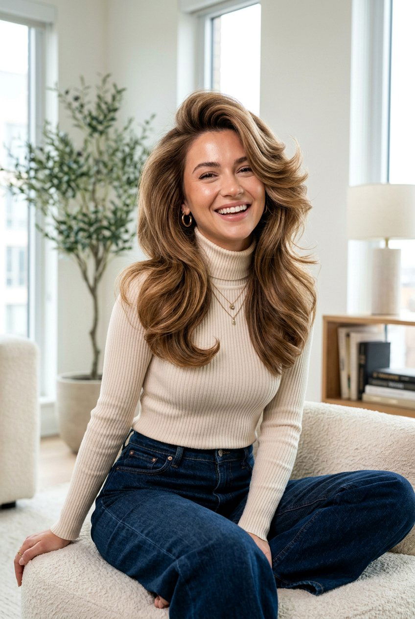 Modern 70s Feathered Blowout - 20 70s feathered layers haircut - 20 70s feathered layers haircut