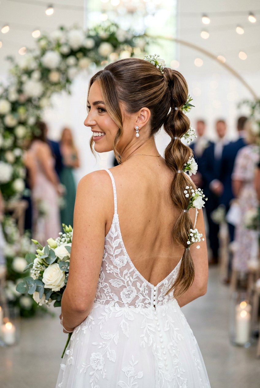 Modern Bubble Braid Bridal Hairstyle - 20 bridal hairstyle for sleek modern wedding - 20 bridal hairstyle for sleek modern wedding