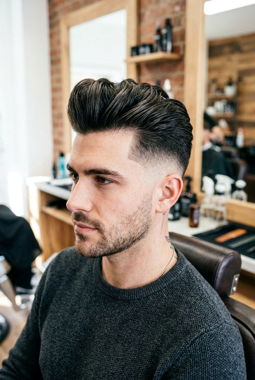 Modern Fade Pompadour - 20 pompadour haircut for men - 20 pompadour haircut for men
