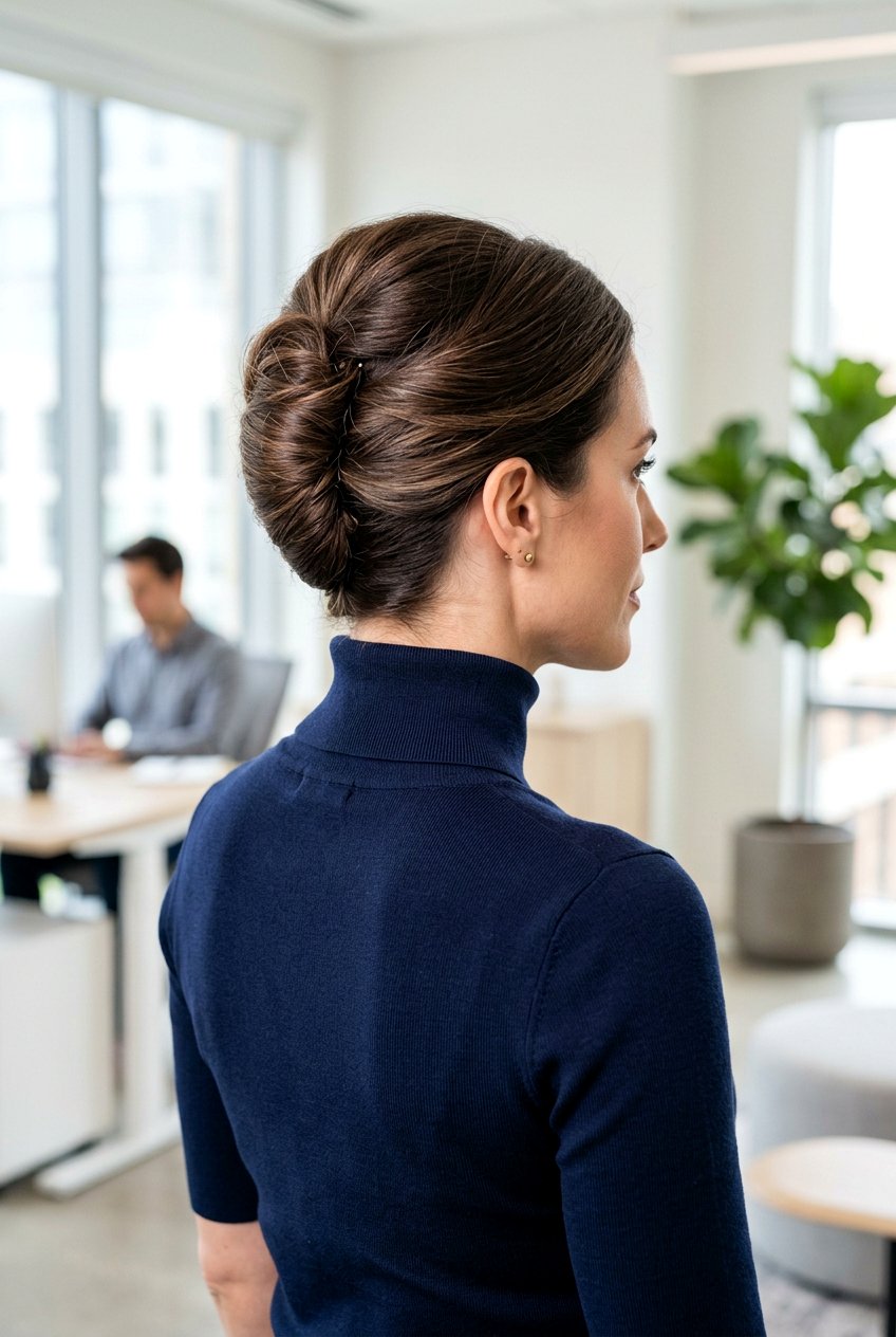 Modern French Twist - 20 simple hairstyle for interview with long hair - 20 simple hairstyle for interview with long hair