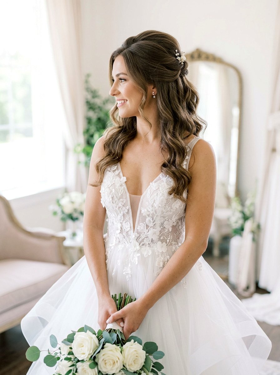 Modern Half Up Half Down - 20 wedding hairstyles for fine thin hair - 20 wedding hairstyles for fine thin hair