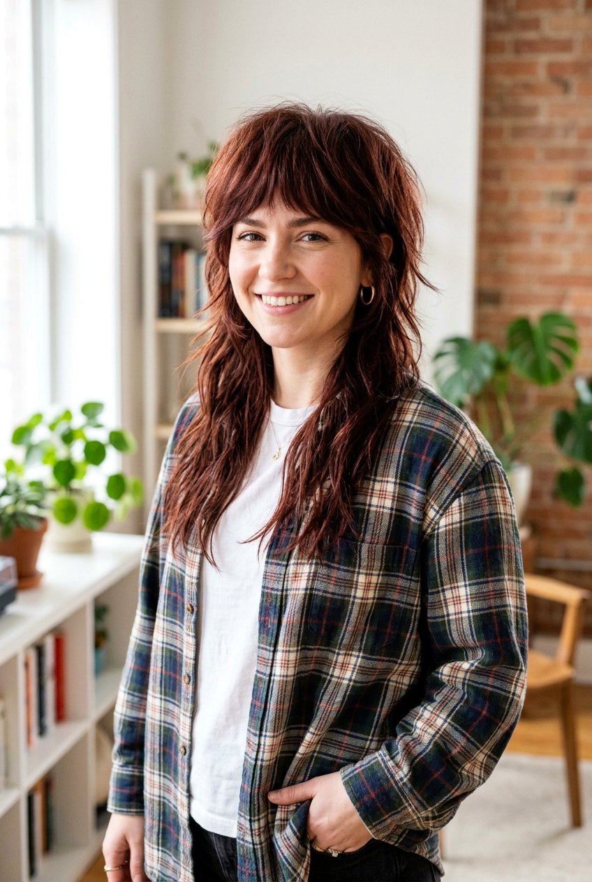 Modern Mullet Shag With Soft Fringe - 20 shag haircut with wispy fringe - 20 shag haircut with wispy fringe