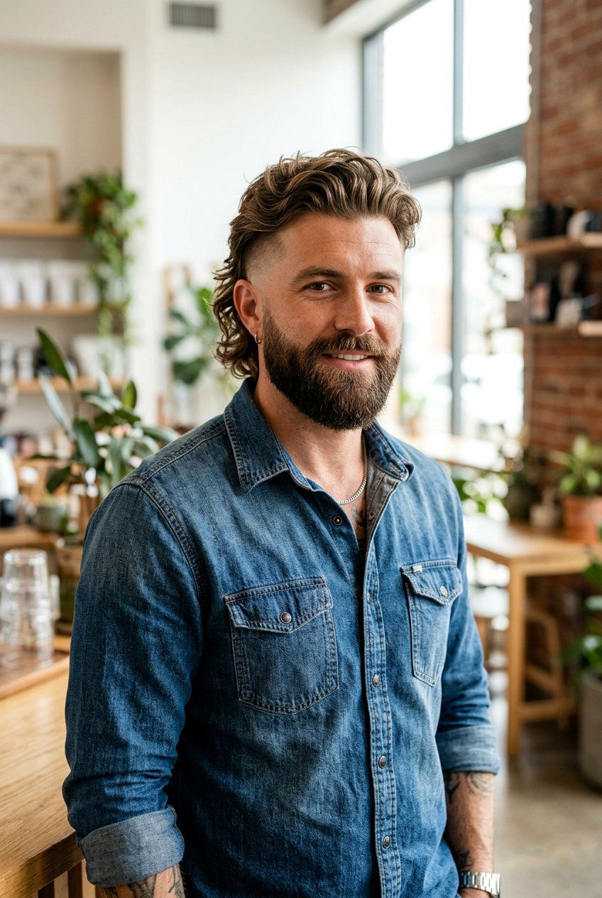 Modern Mullet With Beard - 20 modern mullet for wavy hair men - 20 modern mullet for wavy hair men