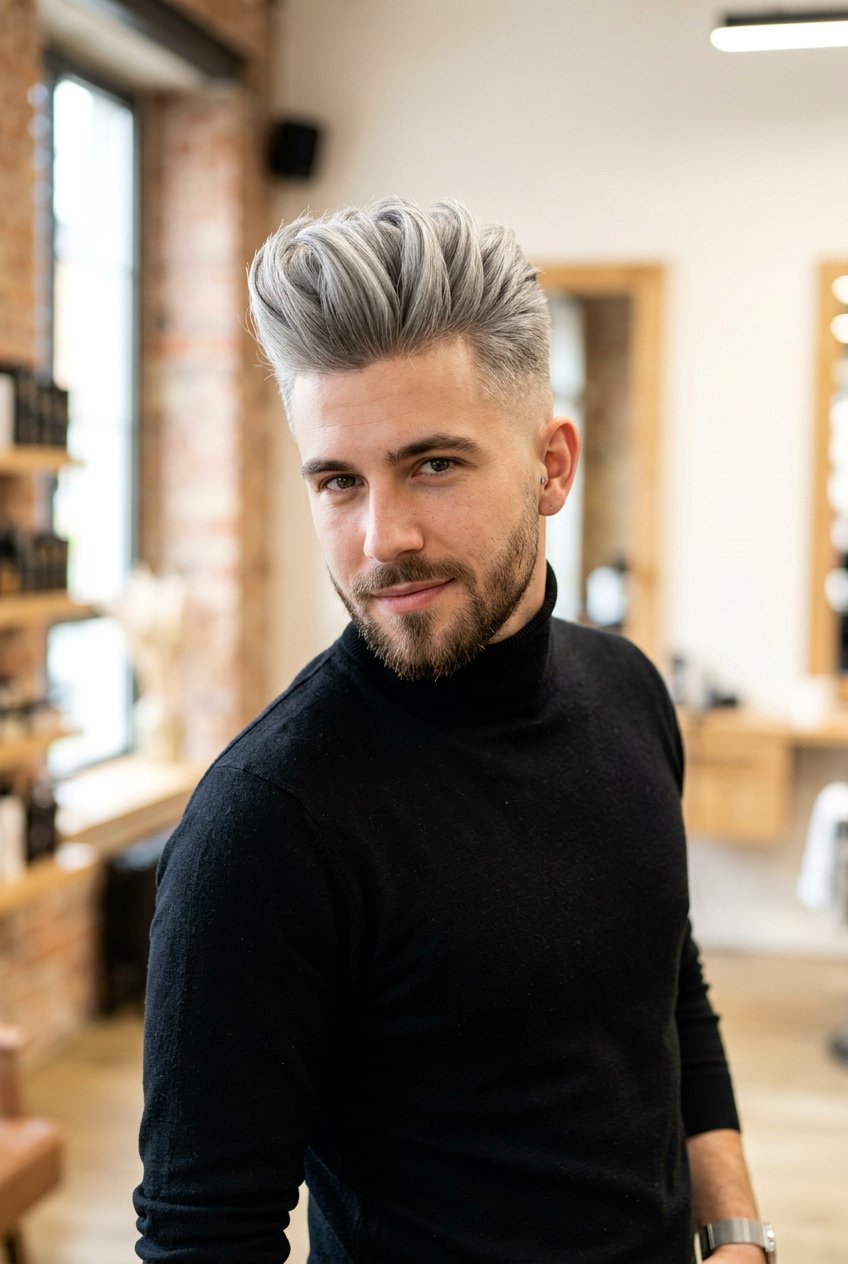 Modern Pompadour - 20 mens haircut for salt and pepper hair - 20 men’s haircut for salt and pepper hair