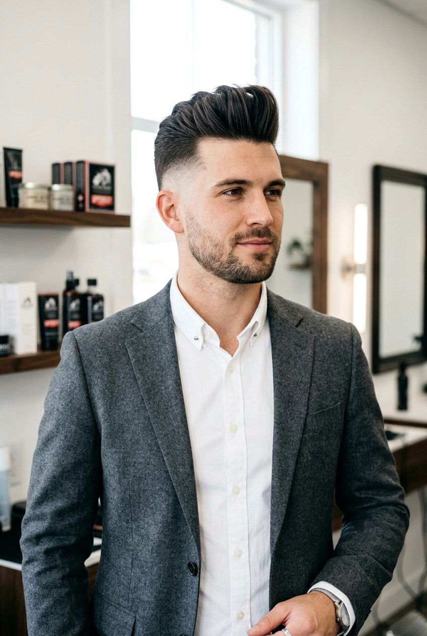 Modern Pompadour - 20 mens haircut for oval face - 20 men’s haircut for oval face