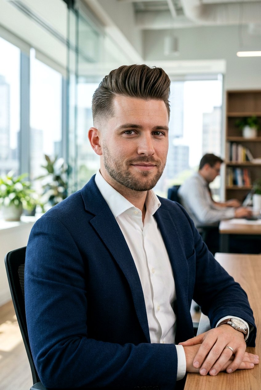 Modern Pompadour - 20 mens haircut for square face - 20 men’s haircut for square face