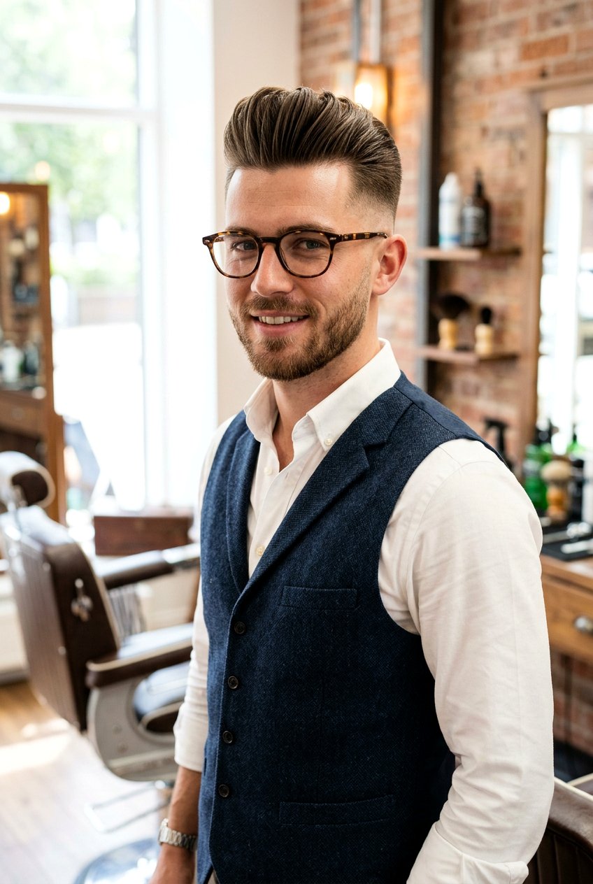 Modern Pompadour Fade - 20 men haircut with glasses mature style - 20 men haircut with glasses mature style