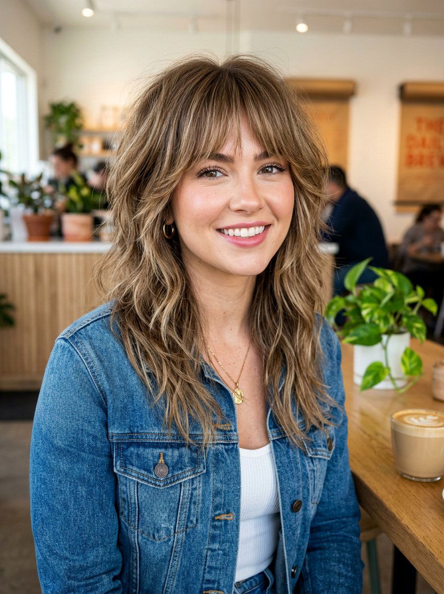 Modern Shag Haircut With Feathered Bangs - 20 haircut to fix heavy bangs - 20 haircut to fix heavy bangs
