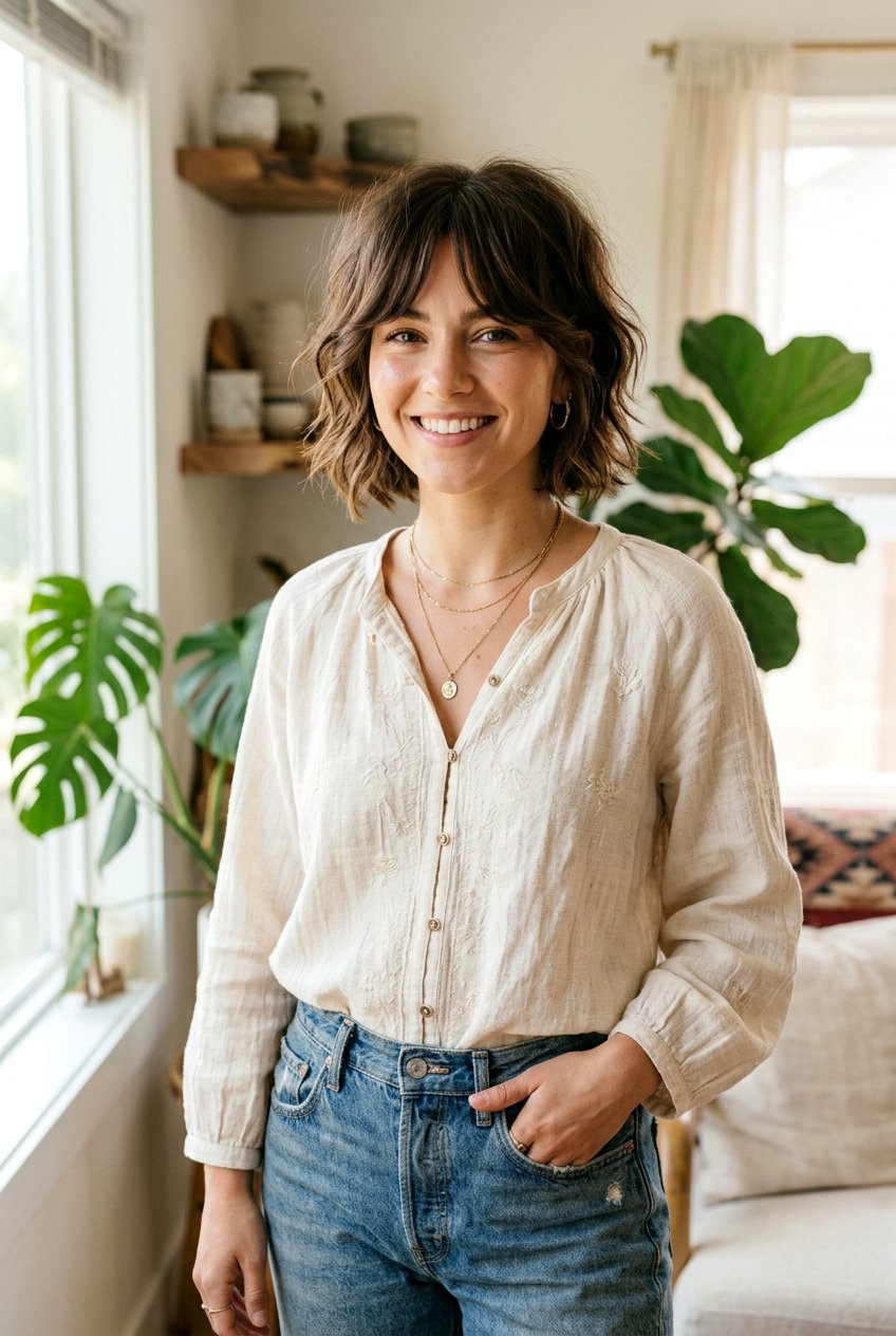 Modern Shag With Curtain Bangs - 20 trendy short hairstyles 2026 - 20 trendy short hairstyles 2026