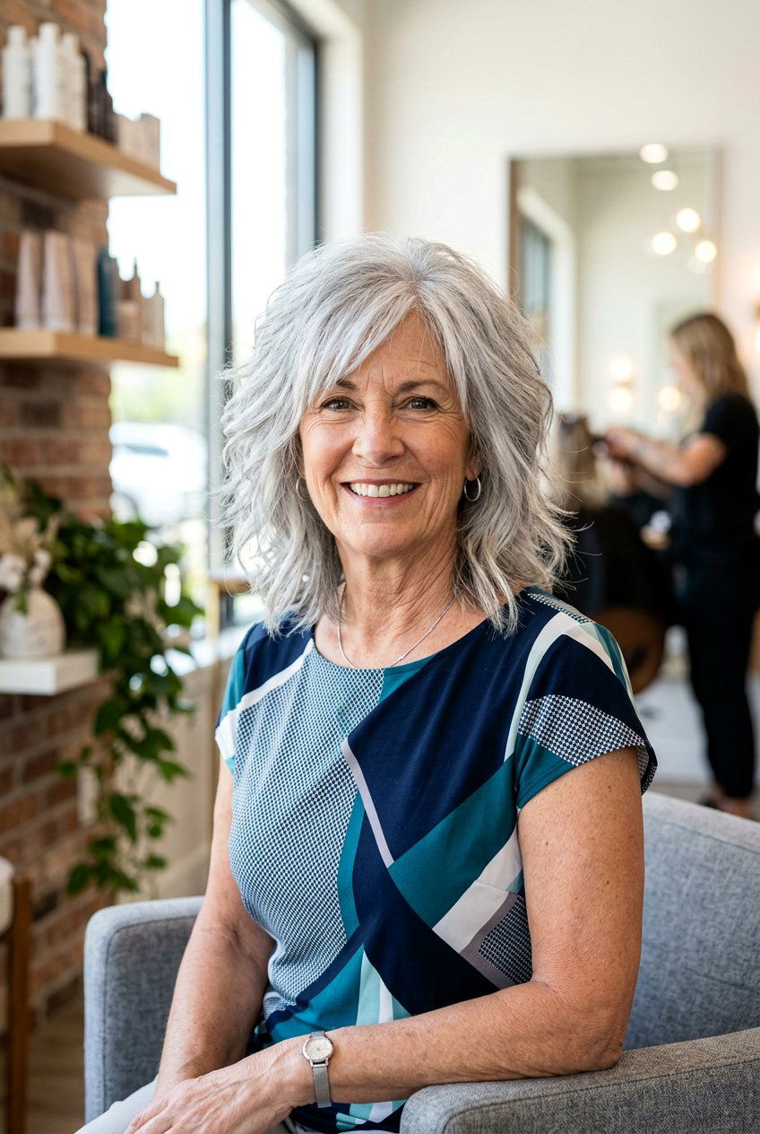 Modern Shaggy Lob - 20 shoulder length layers for women over 60 - 20 shoulder length layers for women over 60