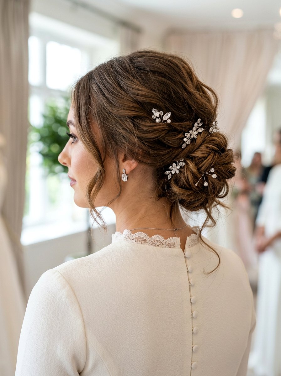 Modern Textured Bridal Bun - 20 glamorous bridal hairstyle ideas - 20 glamorous bridal hairstyle ideas