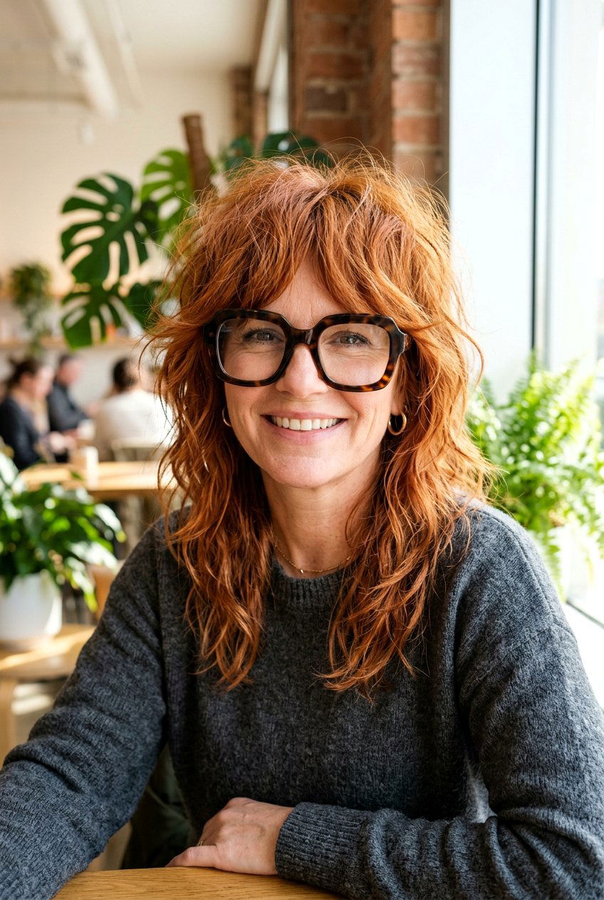 Modern shag haircut - 20 hairstyles for women over 40 with glasses - 20 hairstyles for women over 40 with glasses