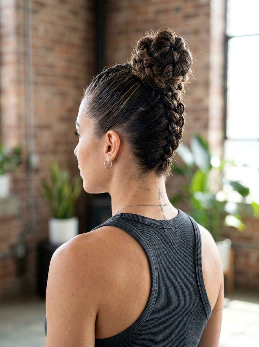 Mohawk Braid Bun - 20 dance practice bun hairstyle - 20 dance practice bun hairstyle