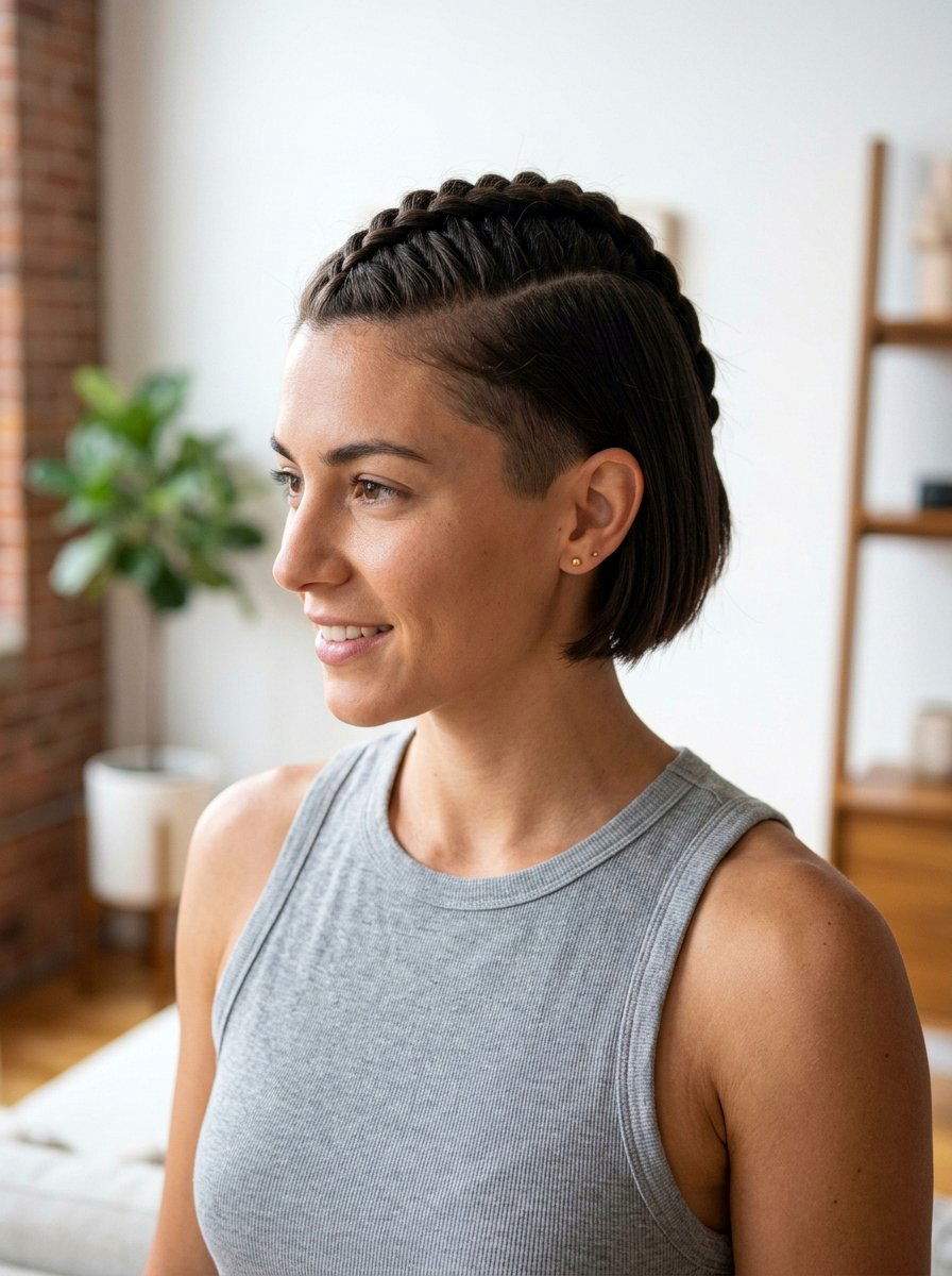 Mohawk Braid Short Bob - 20 gym hairstyle for short bob - 20 gym hairstyle for short bob