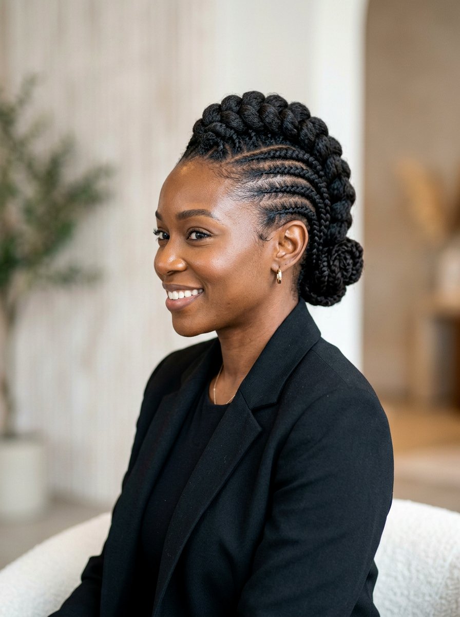 Mohawk Braid Updo for Natural Hair - 20 simple work hairstyle for natural hair - 20 simple work hairstyle for natural hair