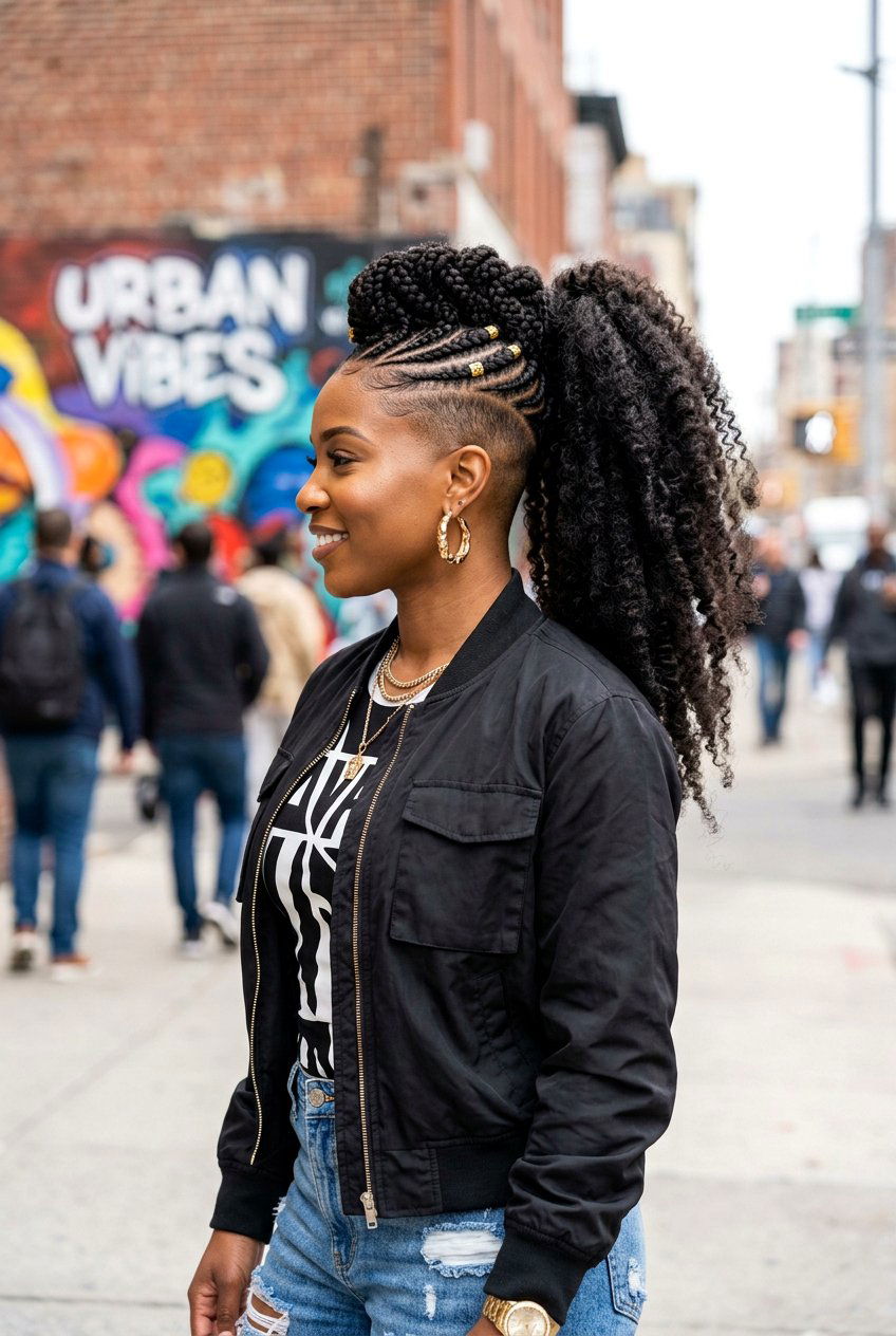 Mohawk Braided Ponytail - 20 braided ponytail for black women - 20 braided ponytail for black women