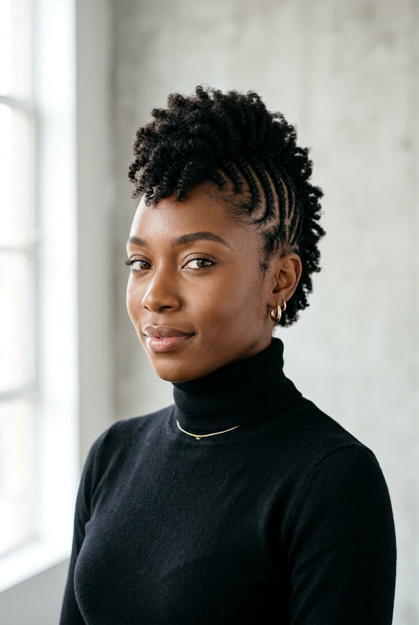 Mohawk Cornrows on Short Natural Hair - 20 protective styles for short natural hair - 20 protective styles for short natural hair