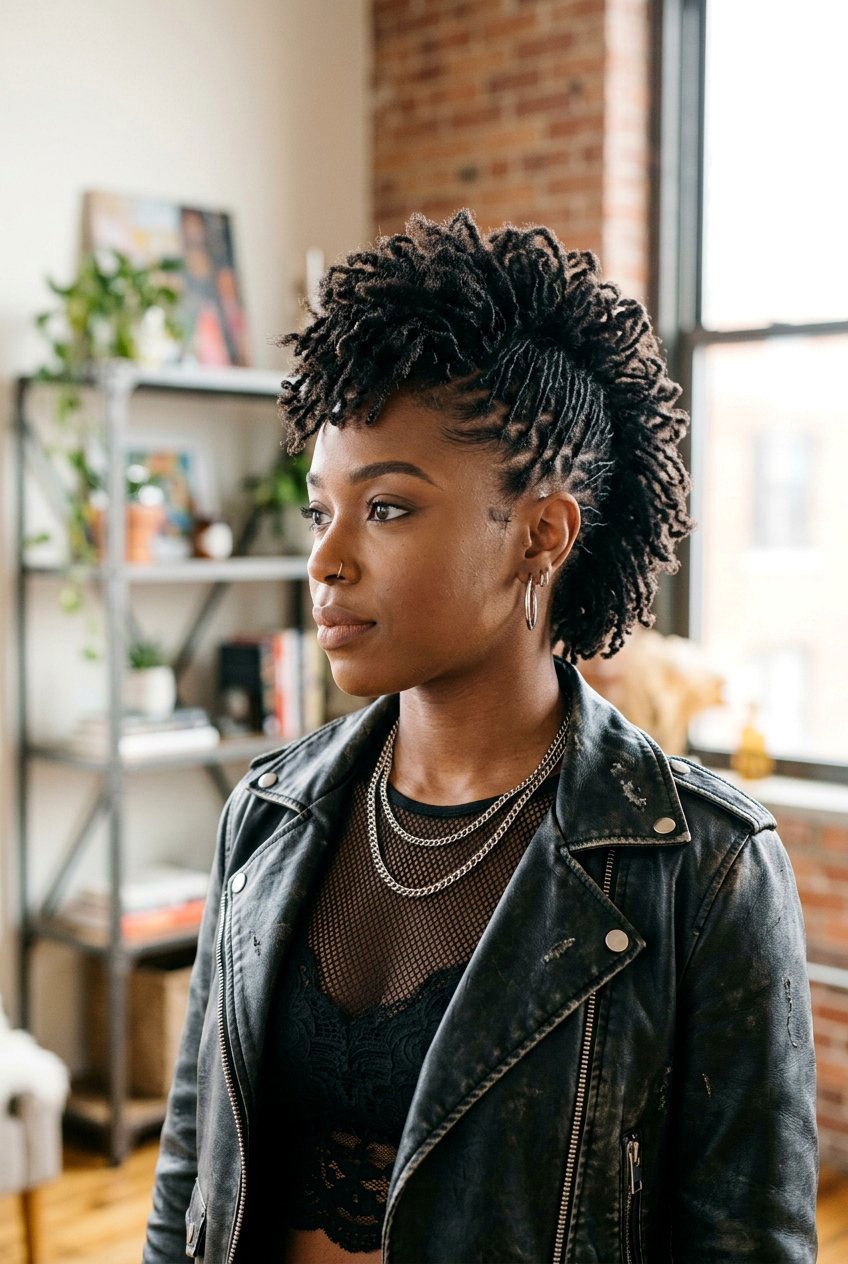 Mohawk Microlocs - 20 microlocs hairstyle ideas - 20 microlocs hairstyle ideas