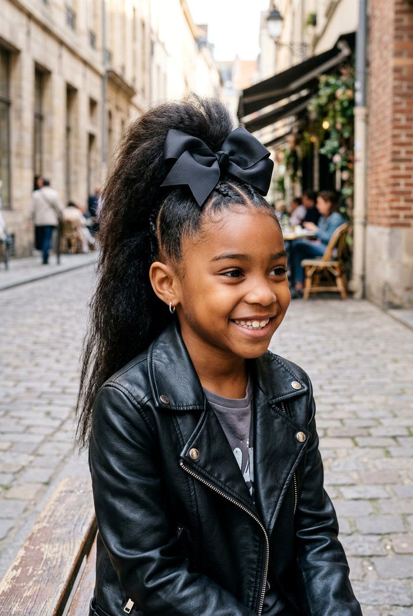 Mohawk Ponytail With Edgy Ribbon Bow - 20 little girls ponytail with ribbon bow - 20 little girls ponytail with ribbon bow