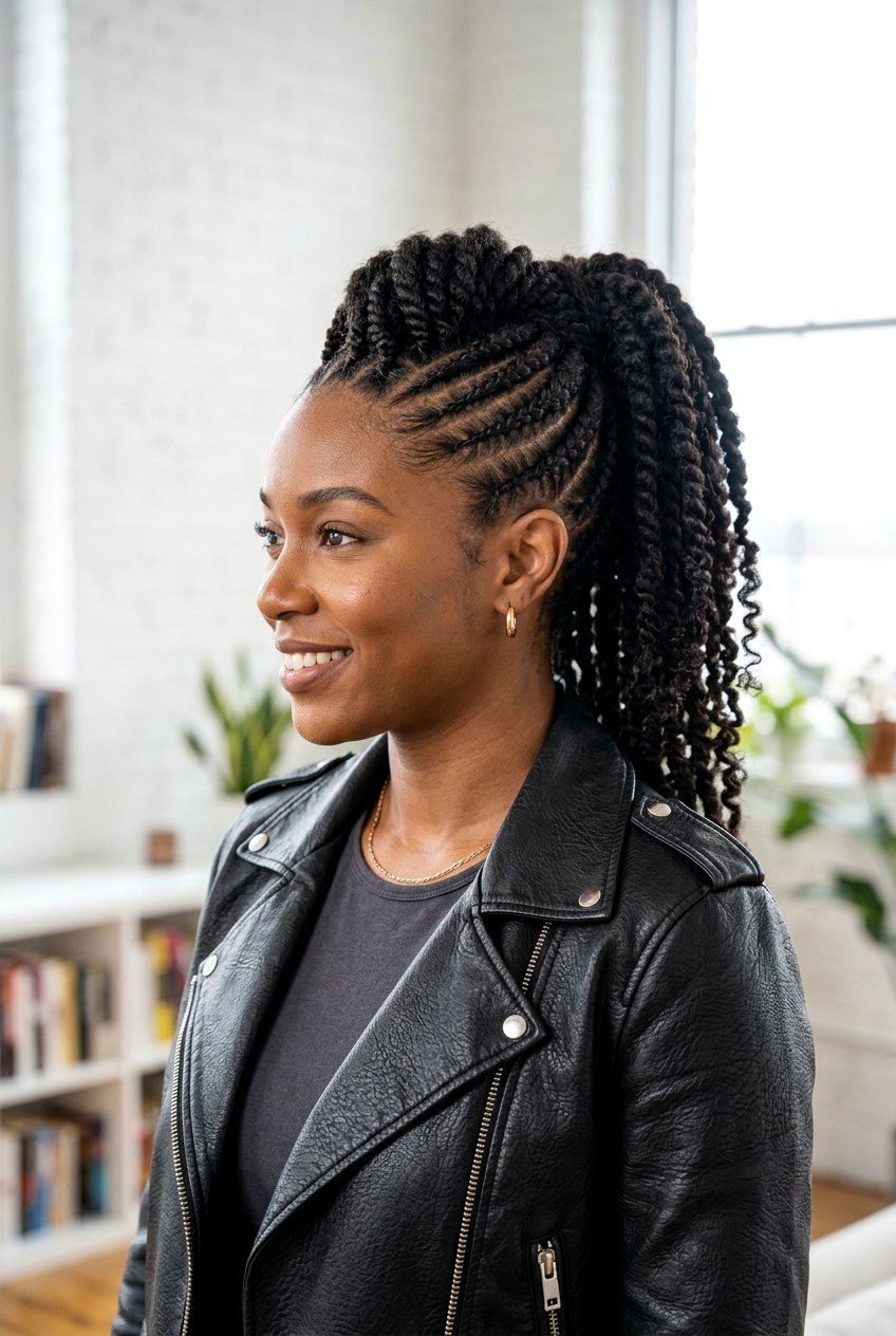 Mohawk flat twist ponytail - 20 flat twists into ponytail - 20 flat twists into ponytail