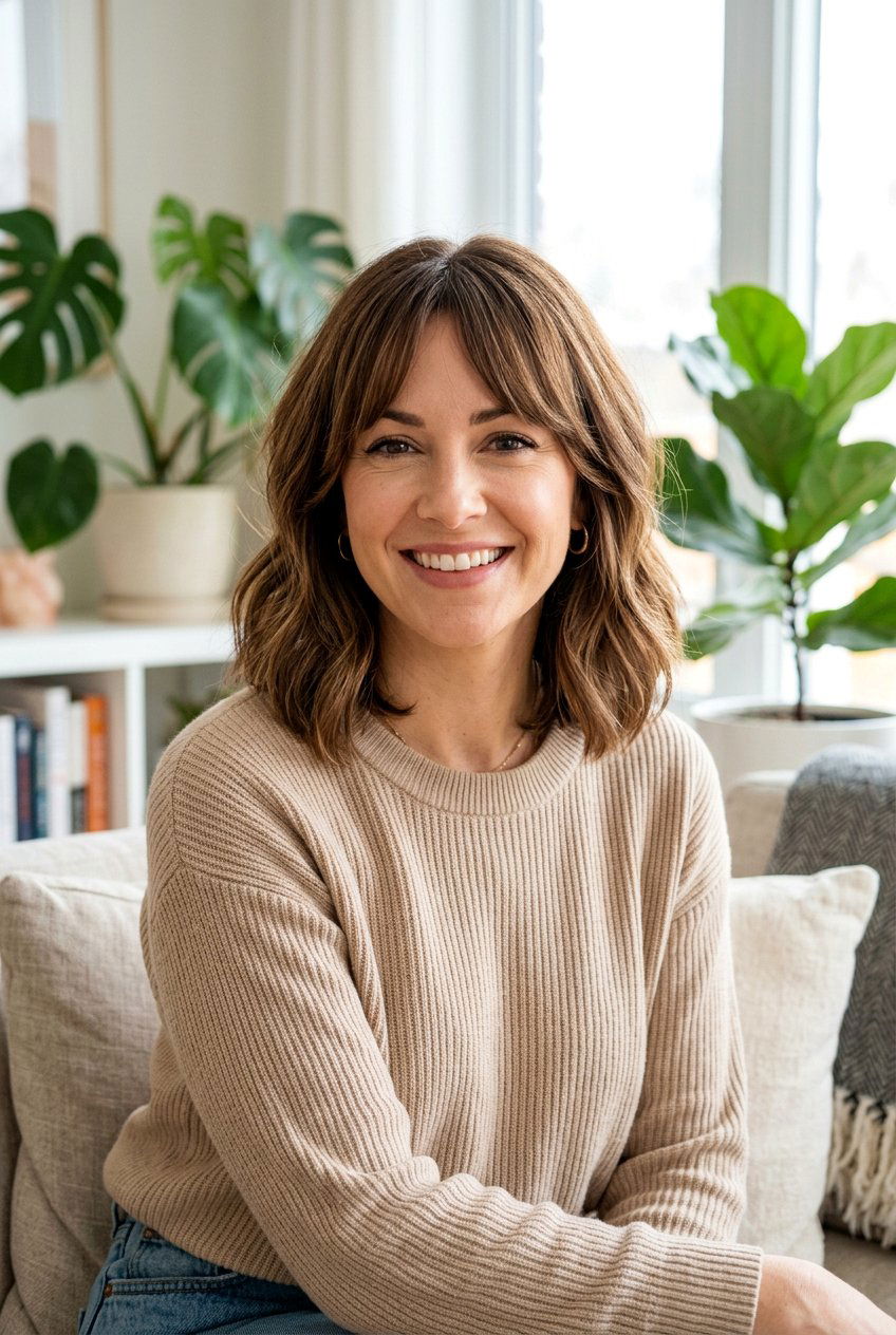 Mom Bob with Curtain Bangs - 20 mom bob haircut - 20 mom bob haircut