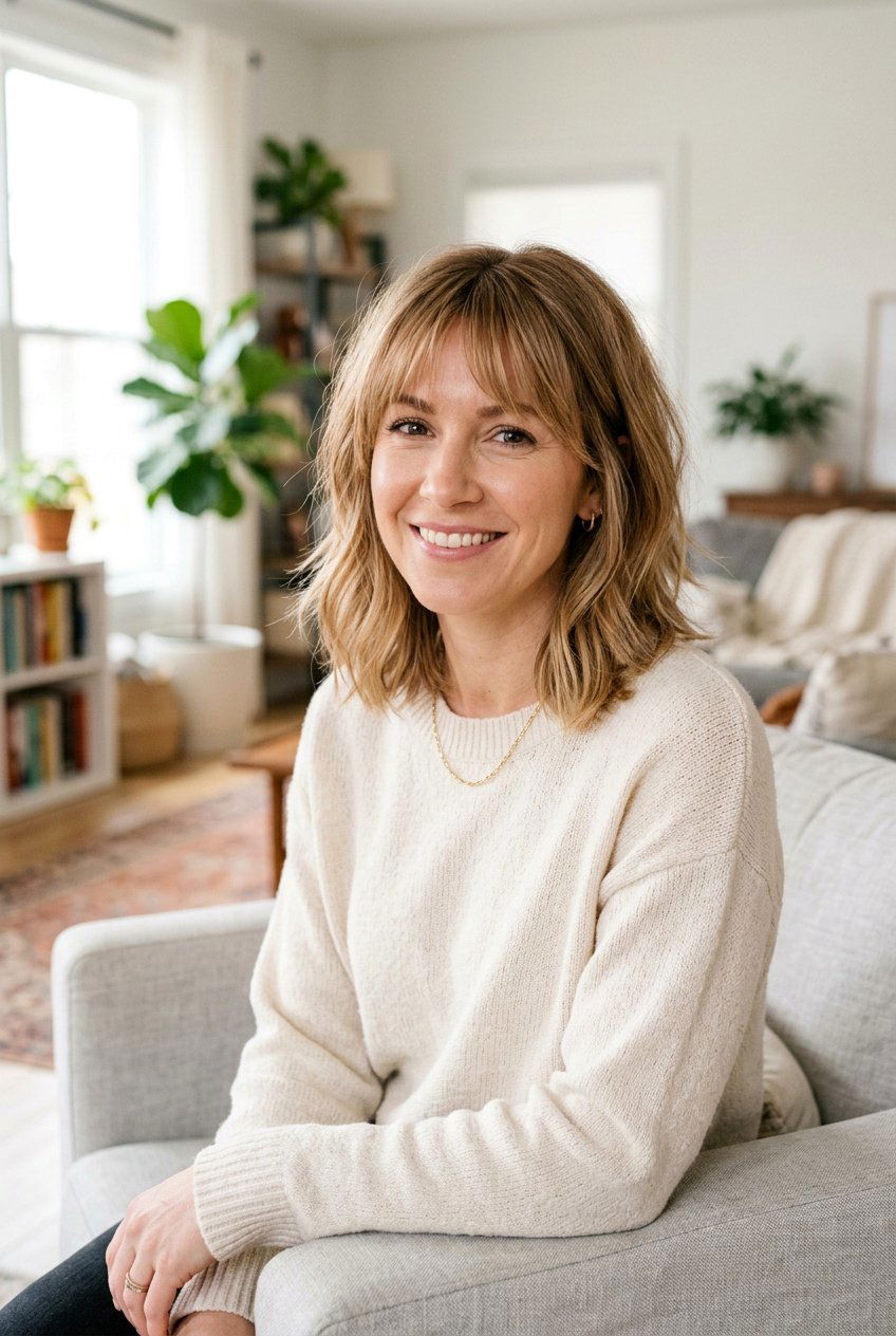 Mom Haircut with Wispy Bangs - 20 chic mom haircut - 20 chic mom haircut