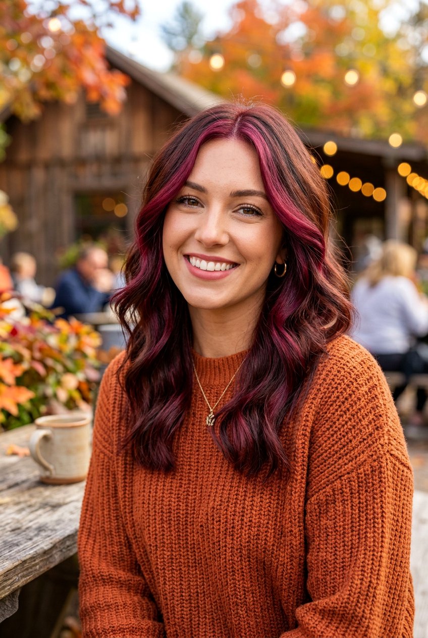 Money Piece Burgundy Balayage - 20 autumn burgundy balayage ideas - 20 autumn burgundy balayage ideas