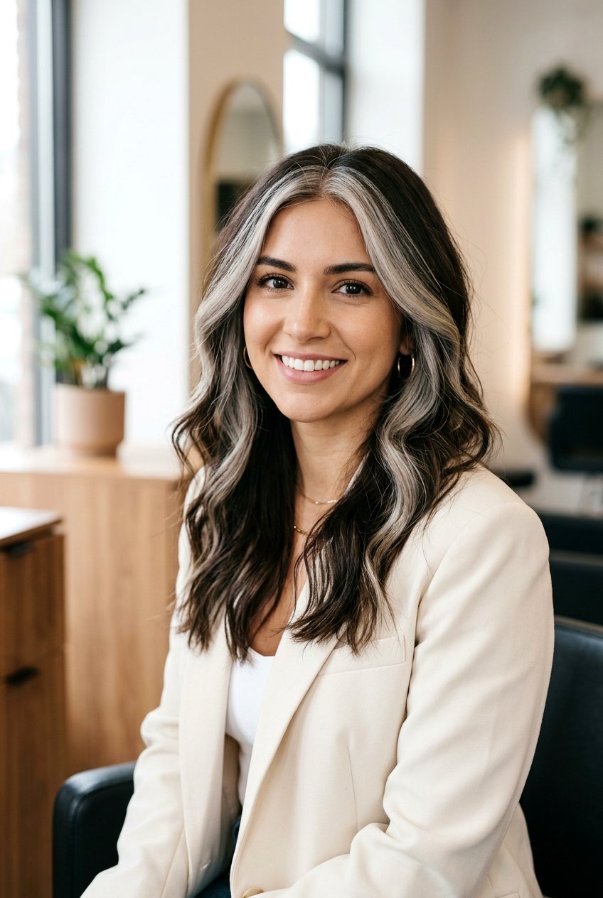 Money Piece Gray Blending For Brunette Hair - 20 gray blending highlights for brunettes - 20 gray blending highlights for brunettes