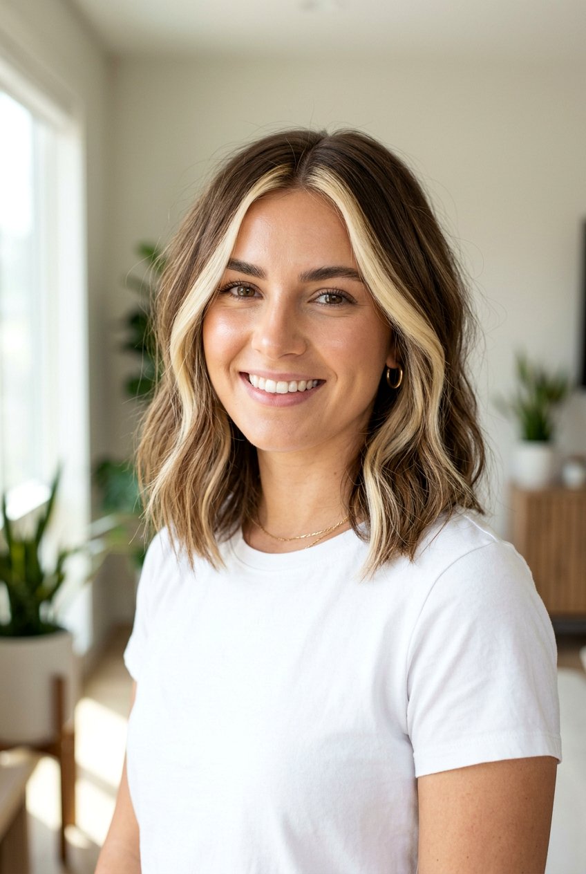 Money Piece Highlight Lob - 20 hair color ideas for lobs - 20 hair color ideas for lobs