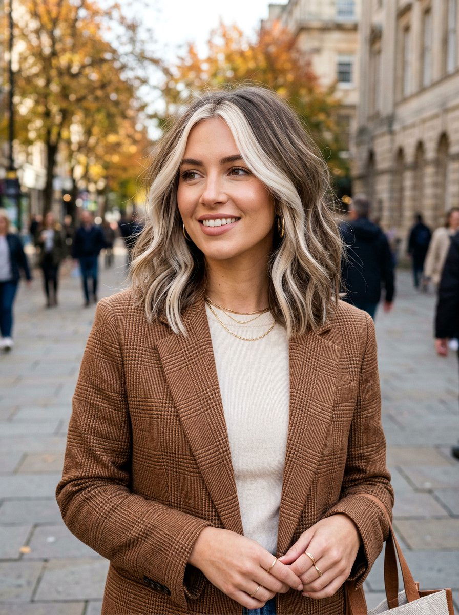 Money Piece Layered Lob - 20 salon color ideas for layered lobs - 20 salon color ideas for layered lobs