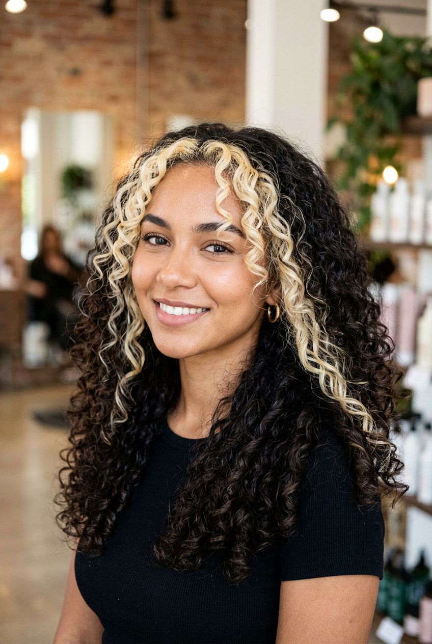Money piece curly hair - 20 hair color ideas for curly hair - 20 hair color ideas for curly hair