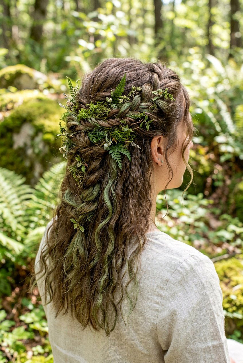 Mossy Texture Half Up - 20 fairycore half up hairstyle - 20 fairycore half up hairstyle