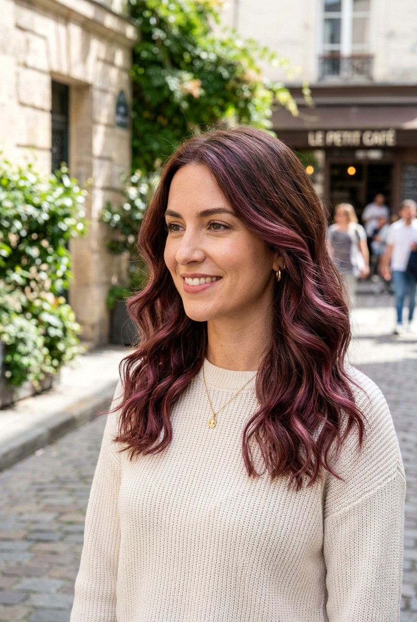 Mulberry Balayage On Brown Hair - 20 mulberry hair color ideas