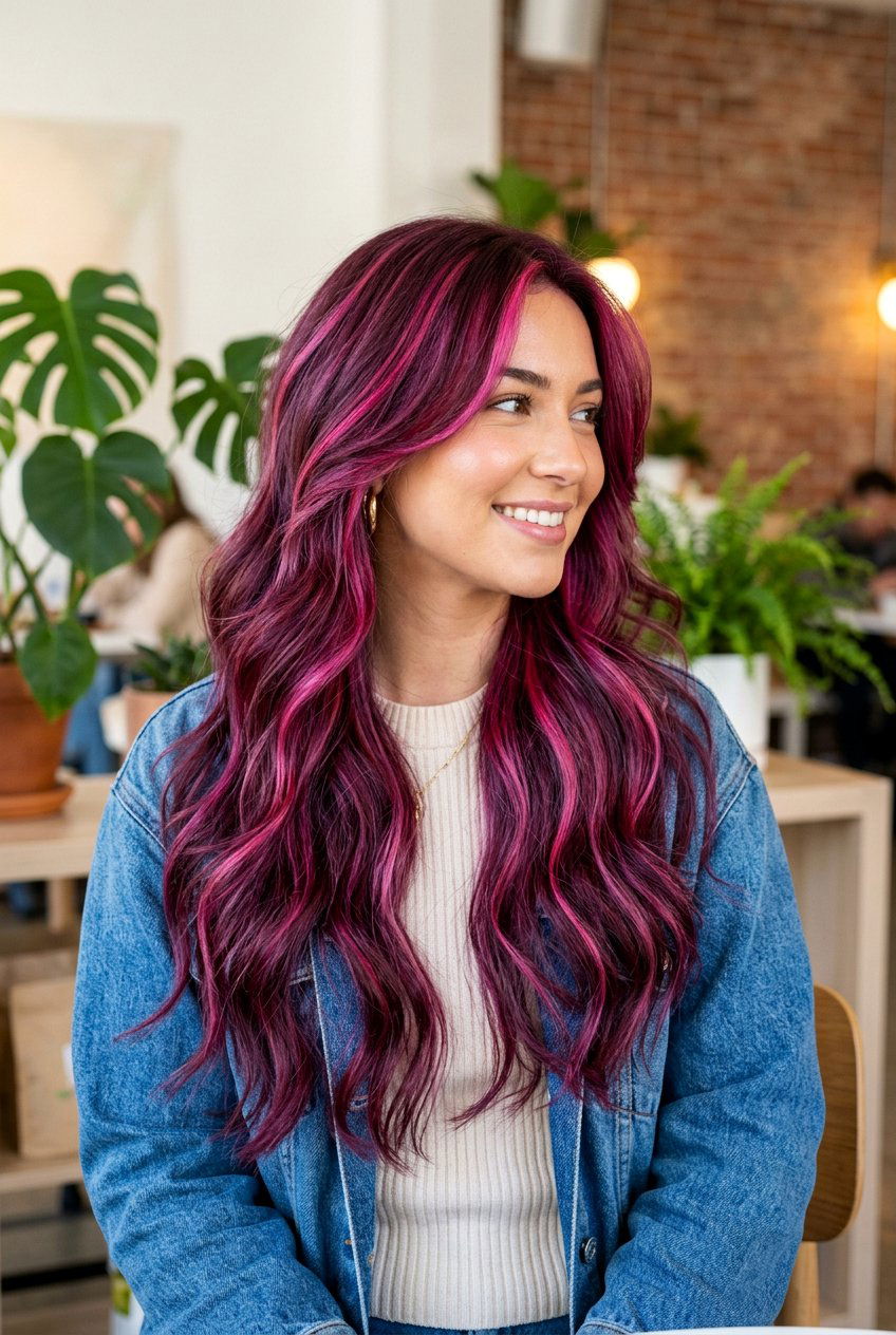 Mulberry Hair Color With Pink Highlights - 20 mulberry hair color ideas - 20 mulberry hair color ideas