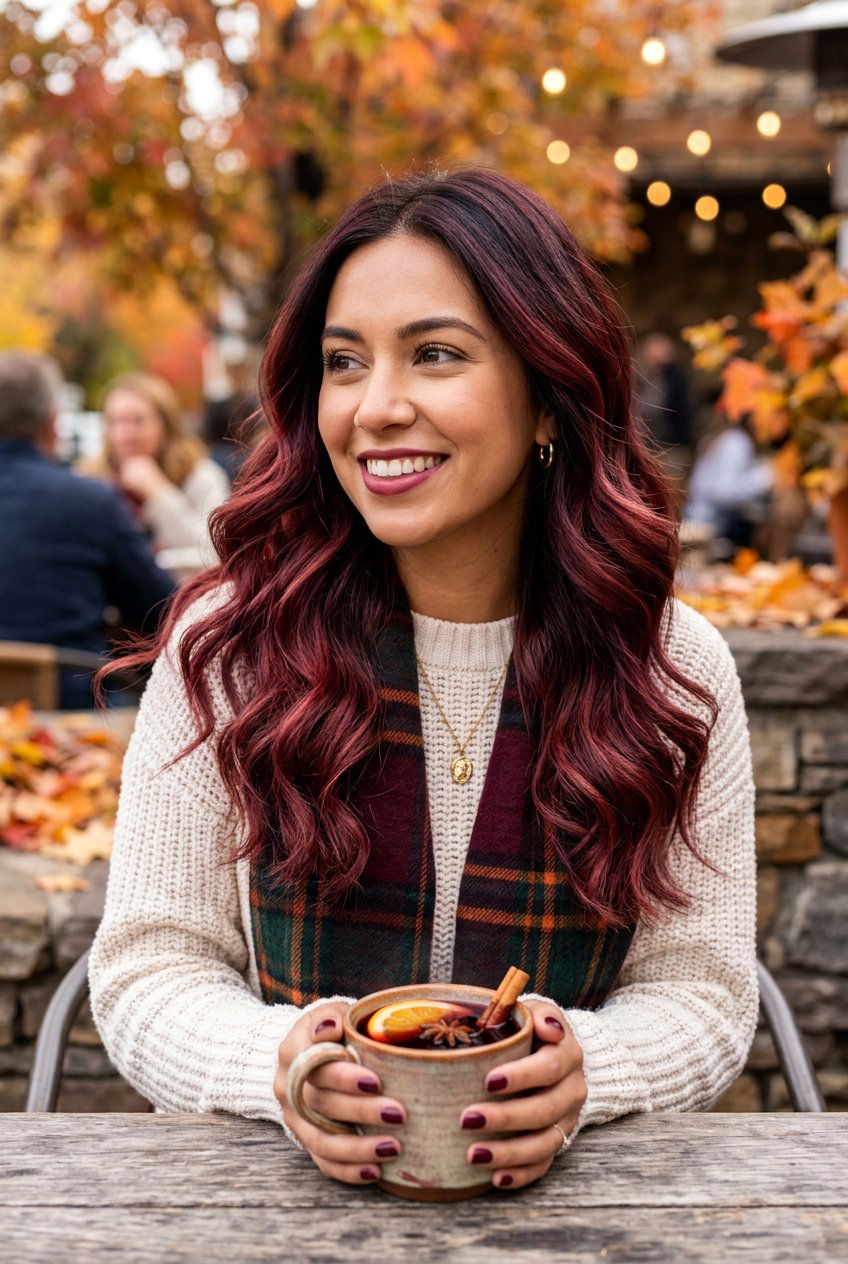 Mulled Wine Balayage On Brown Hair - 20 mulled wine hair color - 20 mulled wine hair color
