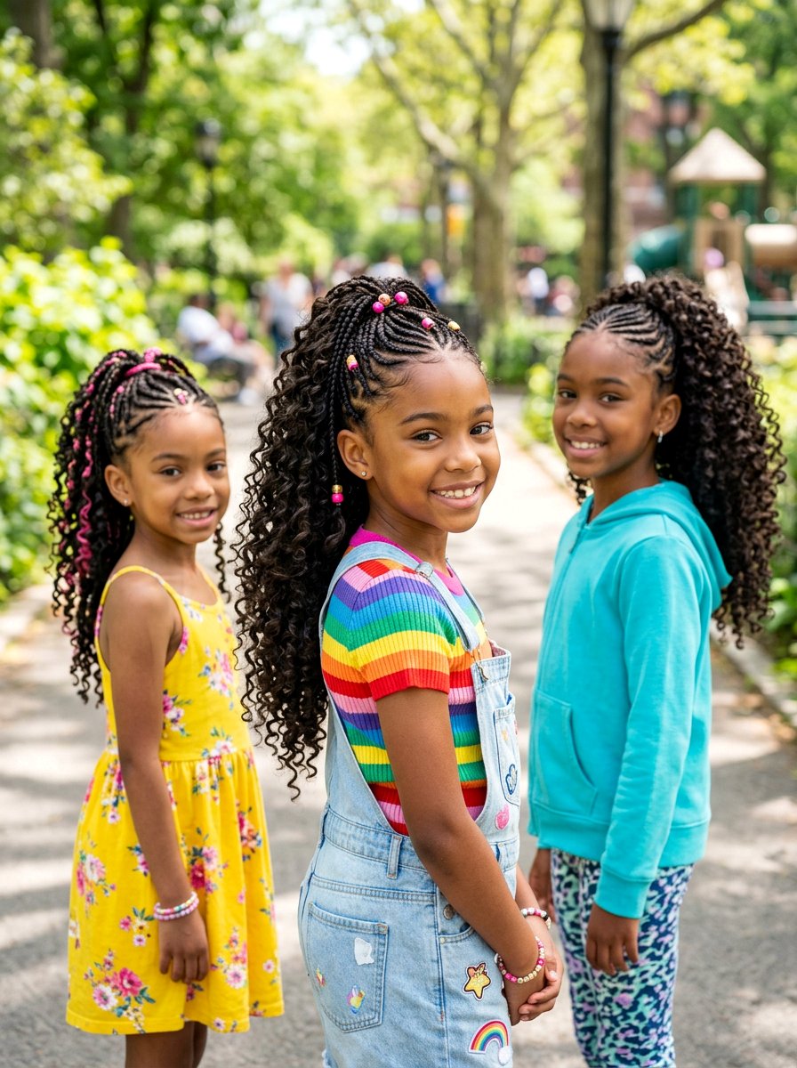 Multi Braided Curly Ponytail Girls - 20 kids curly ponytail hairstyles - 20 kids curly ponytail hairstyles