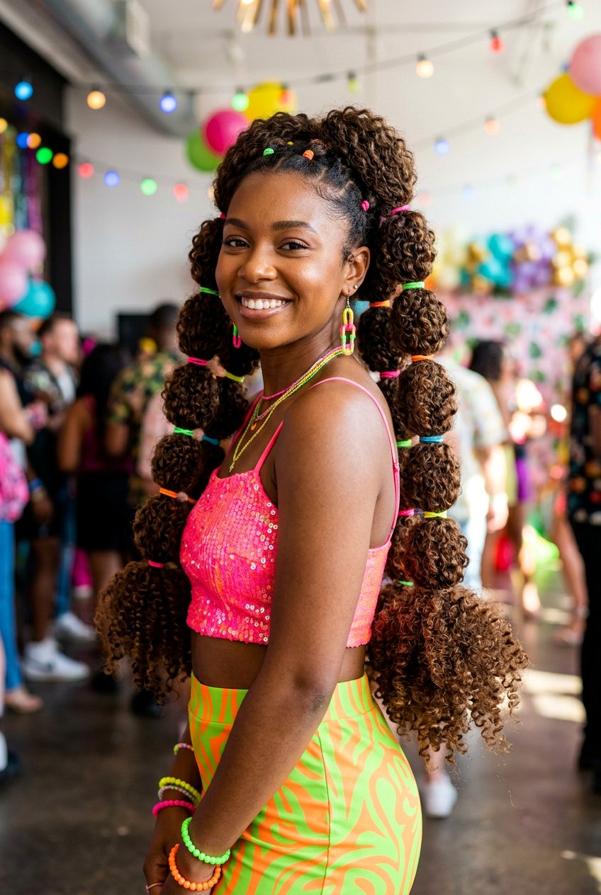 Multi Elastic Bubble Pony With Curls - 20 tropical ponytail hairstyle with curls - 20 tropical ponytail hairstyle with curls