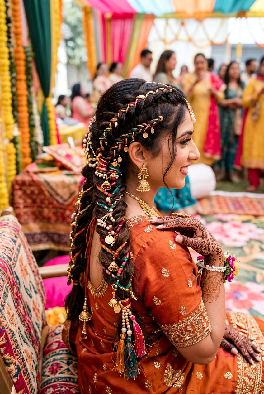 Multi Layered Braids For Mehndi - 20 mehndi braid hairstyles - 20 mehndi braid hairstyles