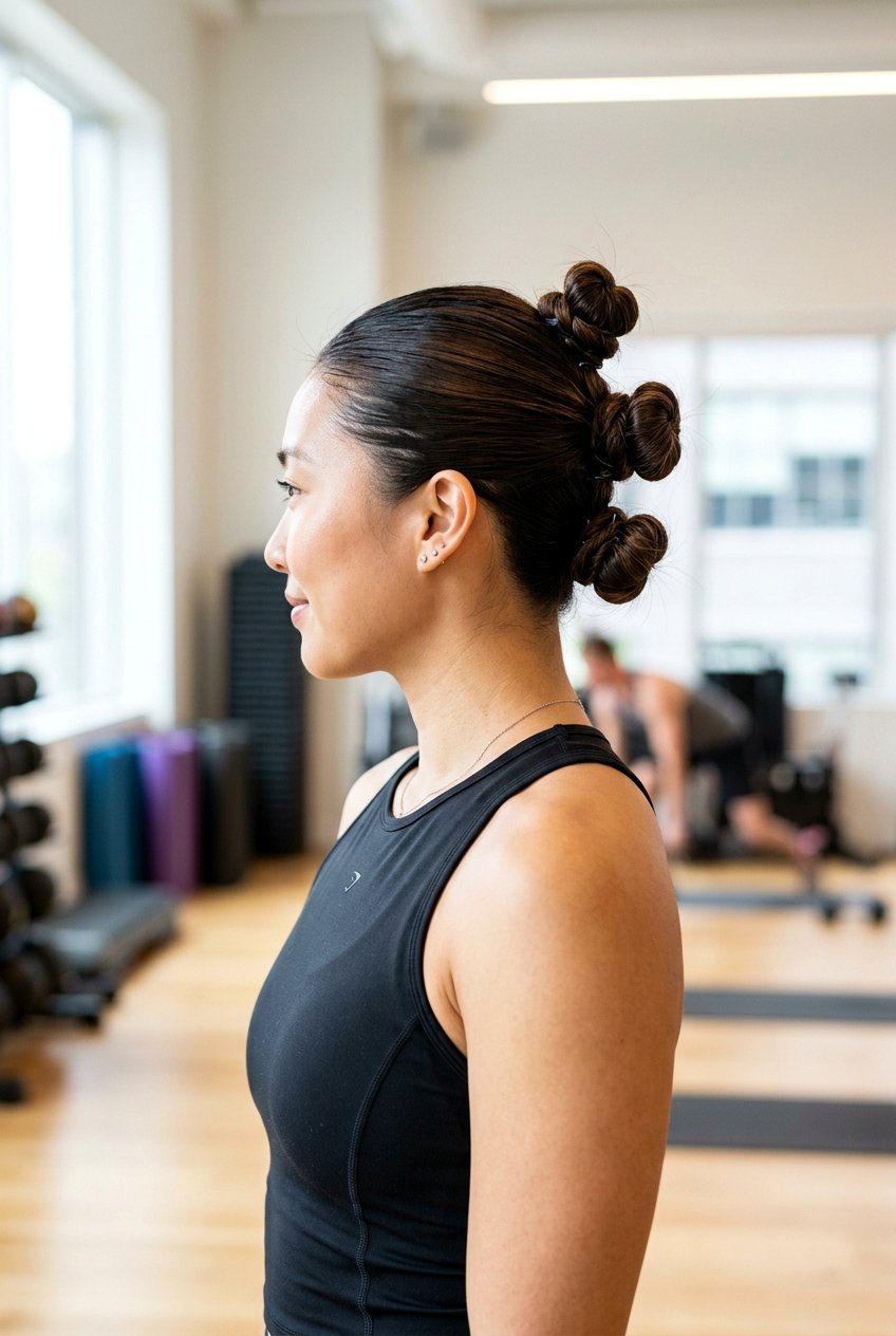 Multi Sectioned Top Knot - 20 hiking hairstyle for curly hair women - 20 hiking hairstyle for curly hair women