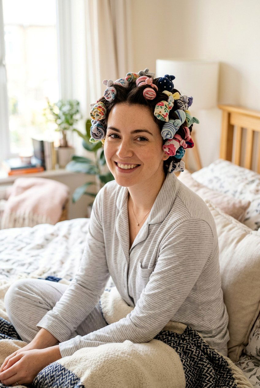 Multi Sock Rag Curls - 20 sock bun curls overnight - 20 sock bun curls overnight