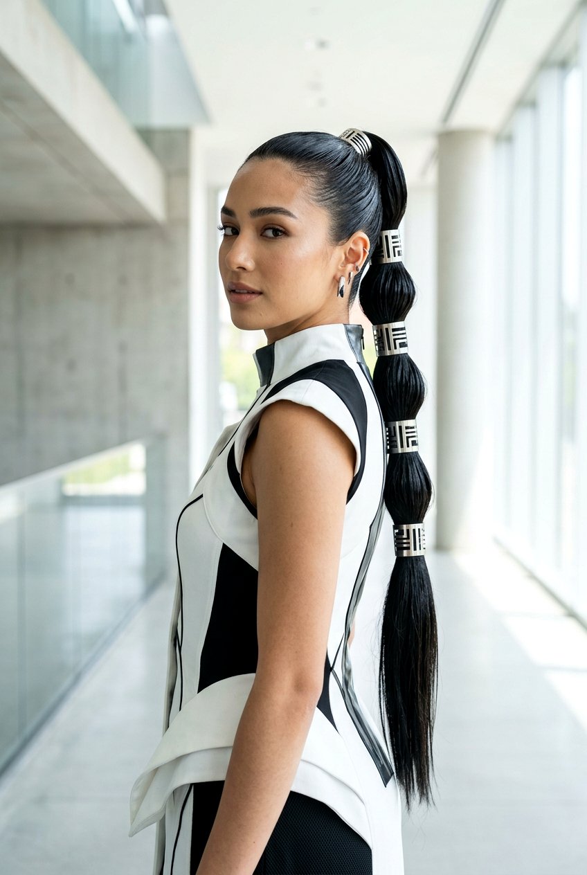 Multi Tie Wet Look Ponytail - 20 runway wet look ponytail - 20 runway wet look ponytail