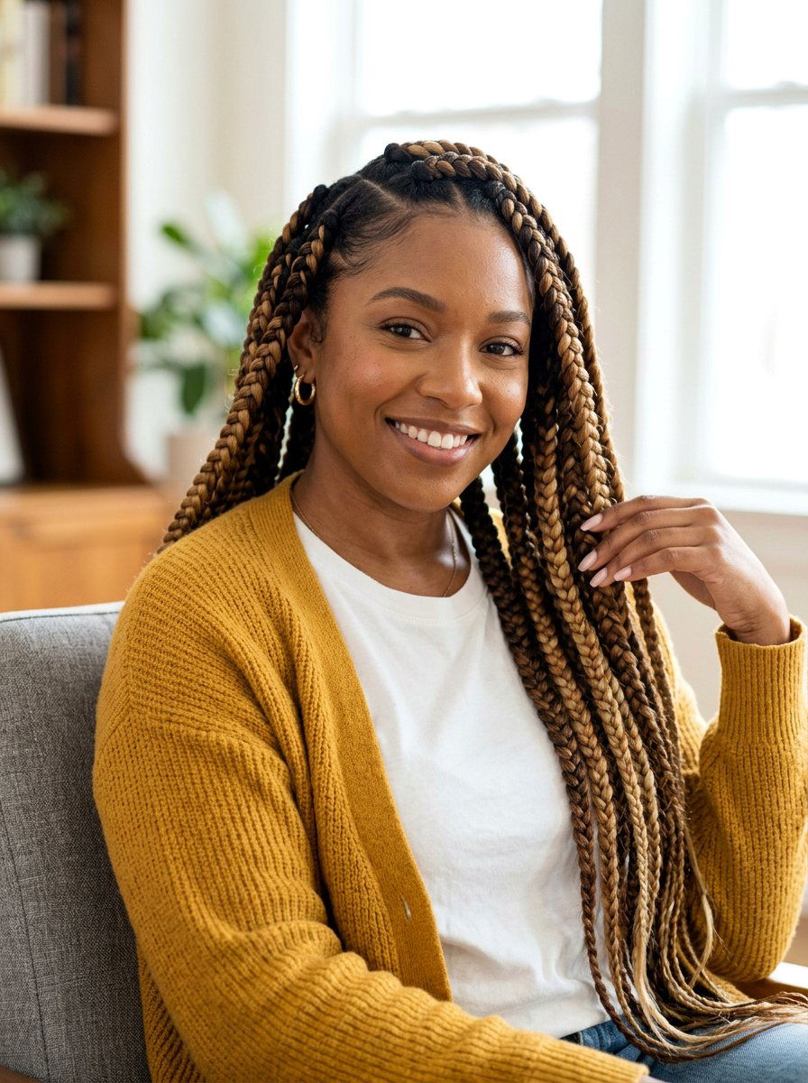 20 Gorgeous Large Knotless Braids Hairstyles For Your Hair