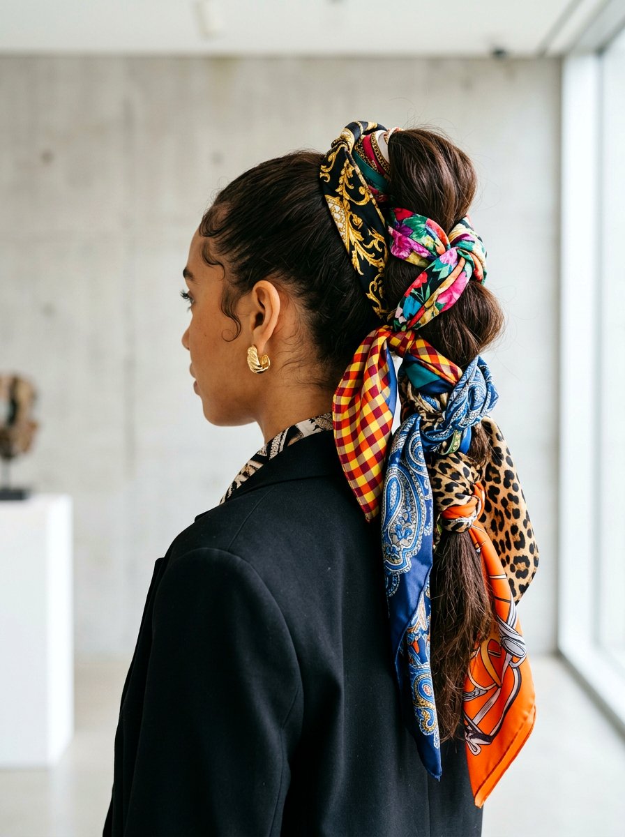 Multi scarf ponytail - 20 silk scarf ponytail hairstyle - 20 silk scarf ponytail hairstyle