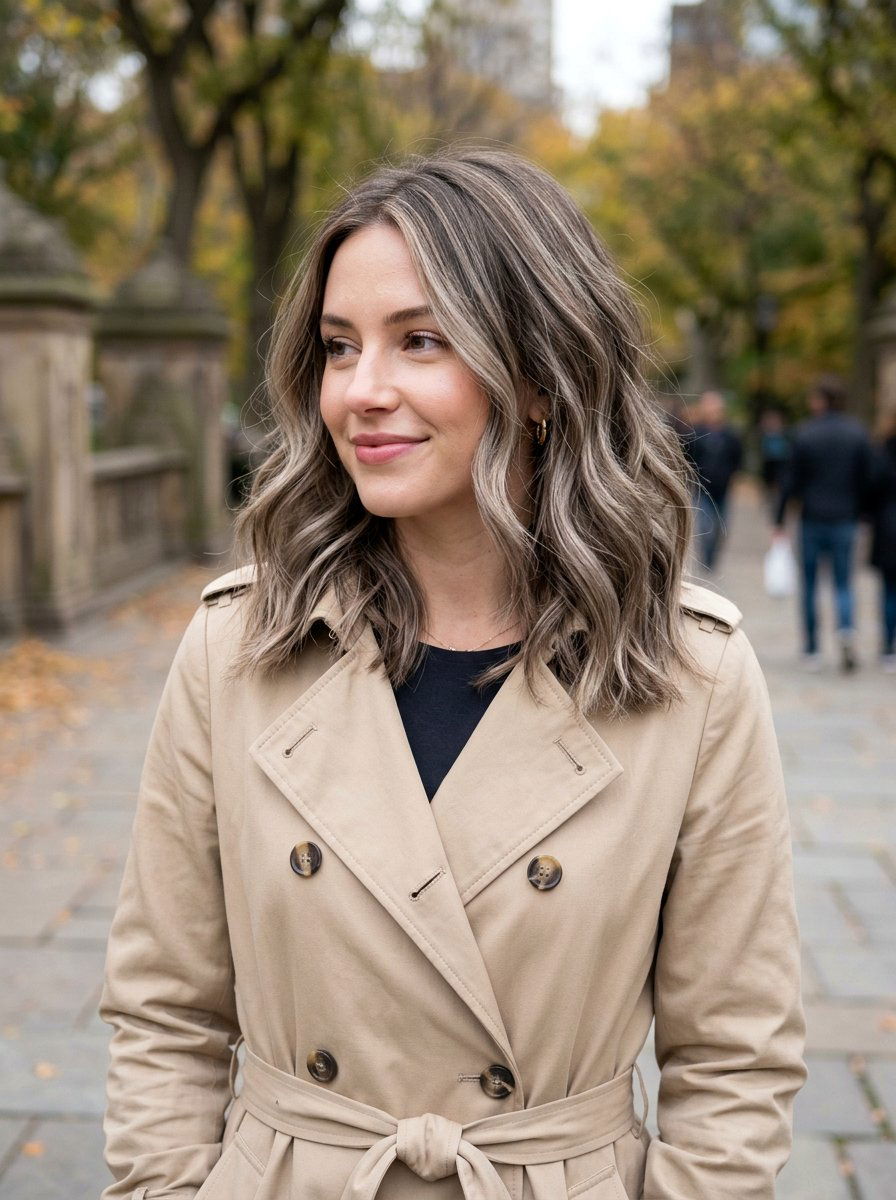 Mushroom Blonde Gray Balayage Brown Hair - 20 rooted gray blonde balayage