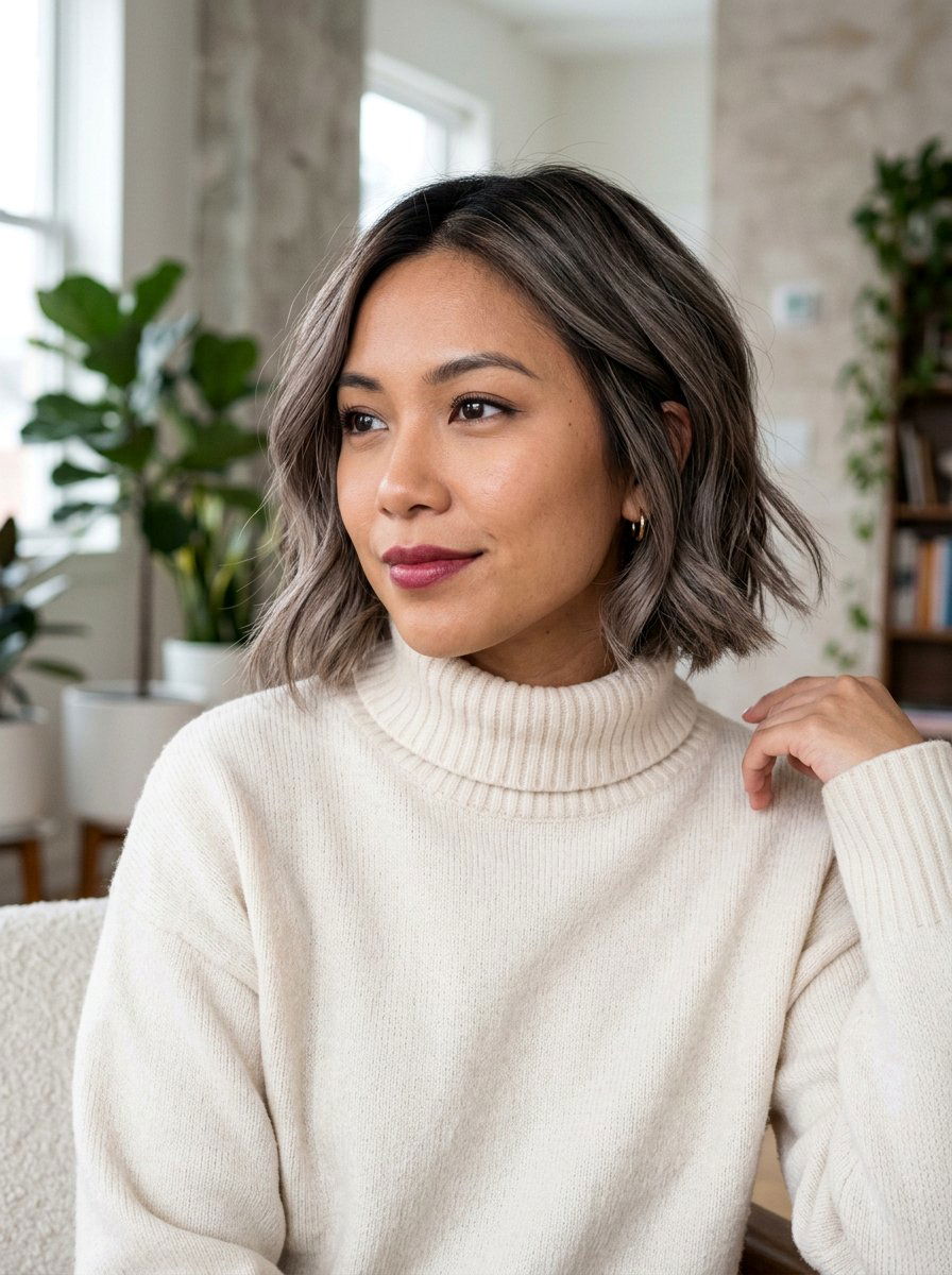 Mushroom Brown Balayage Bob - 20 trendy balayage ideas 2026 - 20 trendy balayage ideas 2026