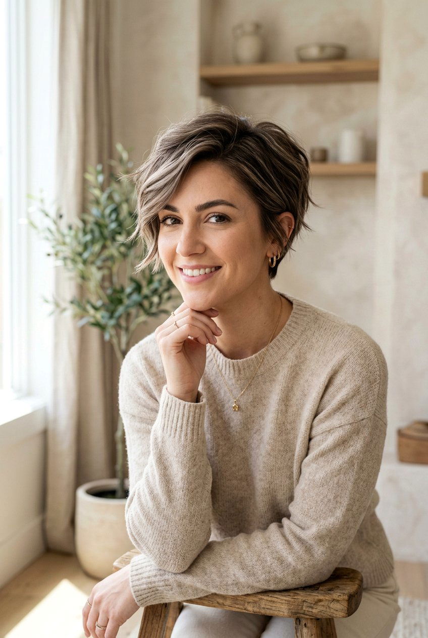 Mushroom Brown Balayage Short Pixie - 20 brunette balayage for pixie bob - 20 brunette balayage for pixie bob