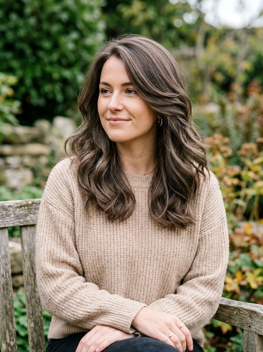 Mushroom Brown Cool Tone Gloss On Layered Hair - 20 cool tone gloss for brunette hair - 20 cool tone gloss for brunette hair