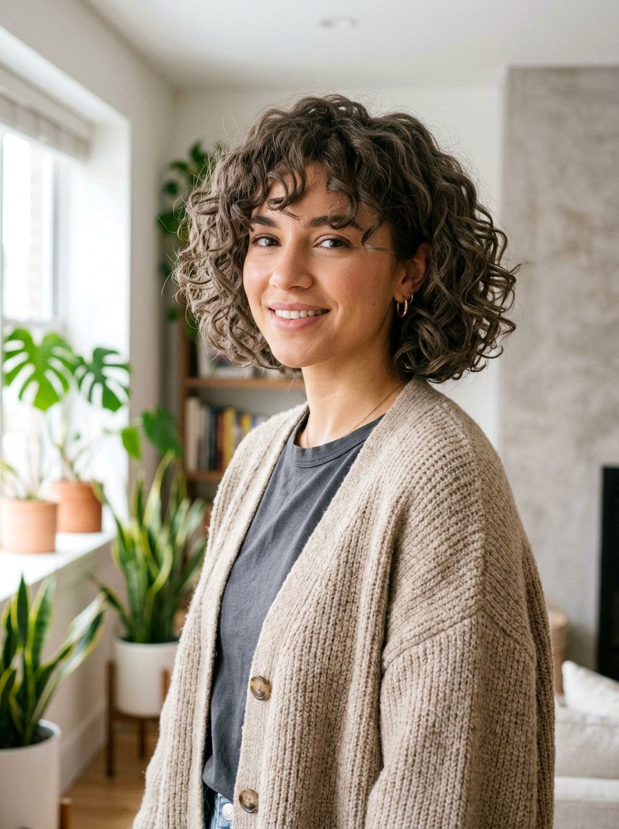 Mushroom Brown Curly Bob - 20 curly bob hair color ideas - 20 curly bob hair color ideas